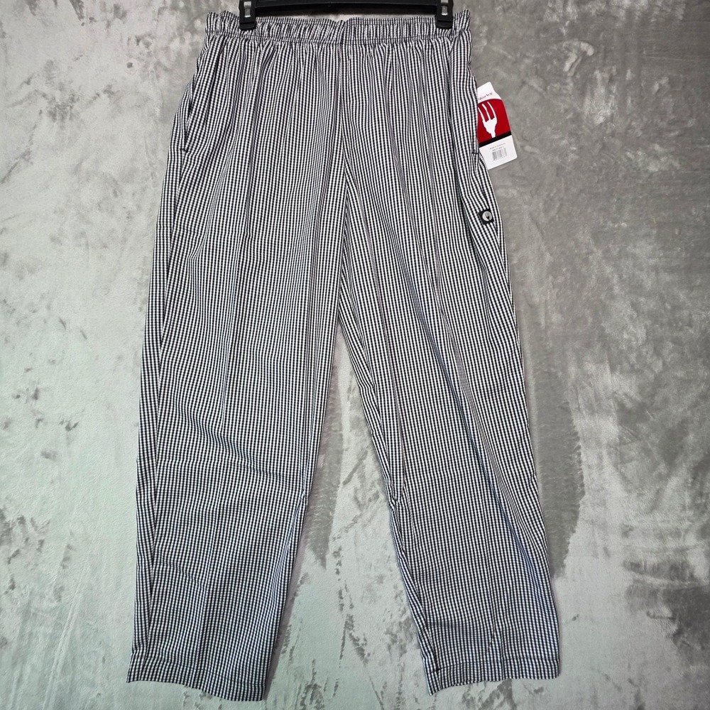Chef Works Mens Black White Checkered Baggy Chef Pants NBCP-000-L Large NWT